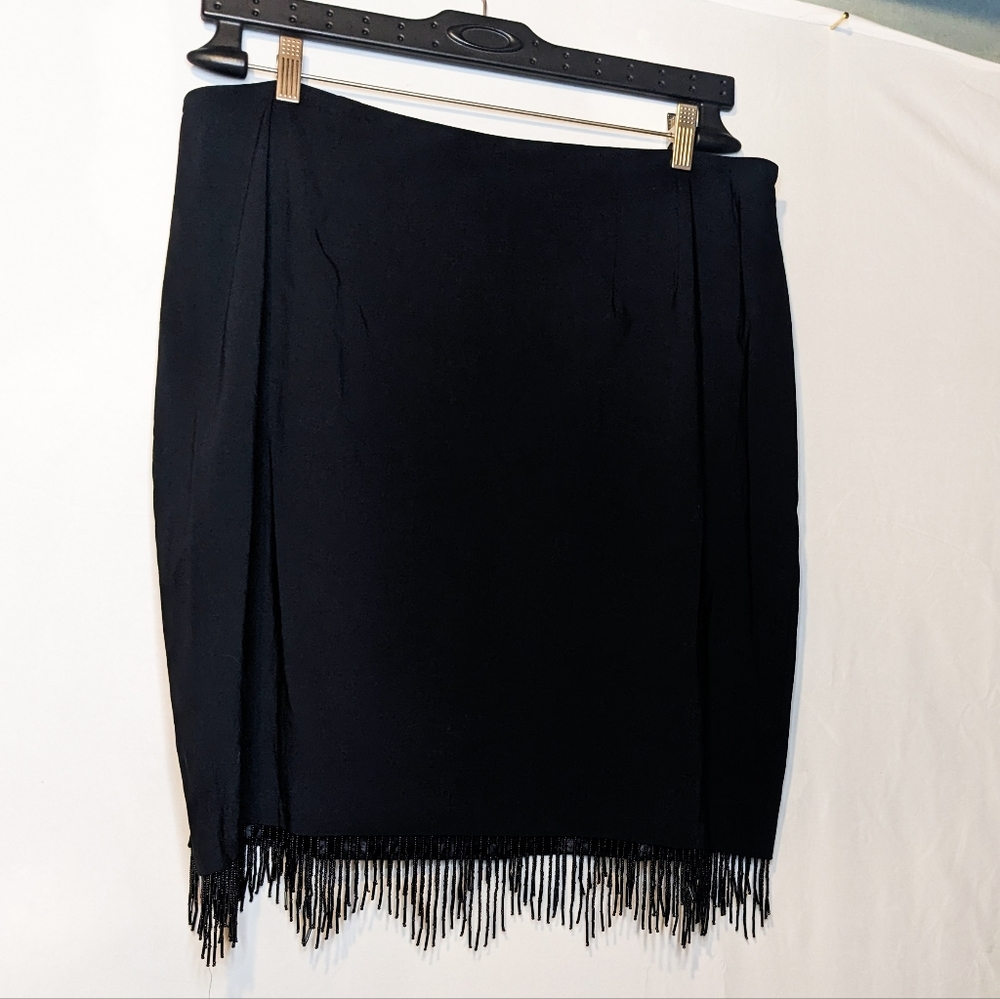 Venezia Jeans Co Lane Bryant black pencil skirt with beaded tassels